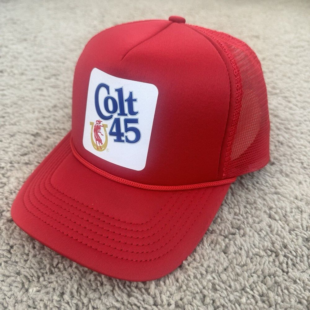 Colt 45 Malt Liquor Trucker Hat Red Foam Mesh Trucker Snapback Beer Logo Cap NWT